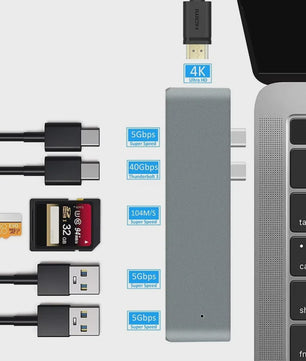 7-in-1 USB-C Hub met HDMI 4K, Thunderbolt 3, SD/TF Kaartlezer & Power Delivery voor MacBook