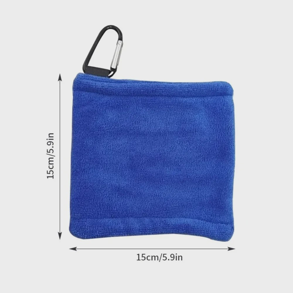 Golf Handdoek 14x14cm met Karabijnhaak - Hoge Waterabsorptie & Zweetbestendig