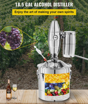 70L RVS Alcohol Distilleerder - Wijn & Alcohol Maken Kit met Thermometer