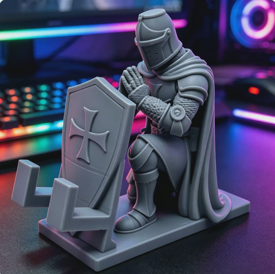 Middeleeuwse Templar Ridder Telefoonhouder - Uniek Bureau Decor & Cadeau
