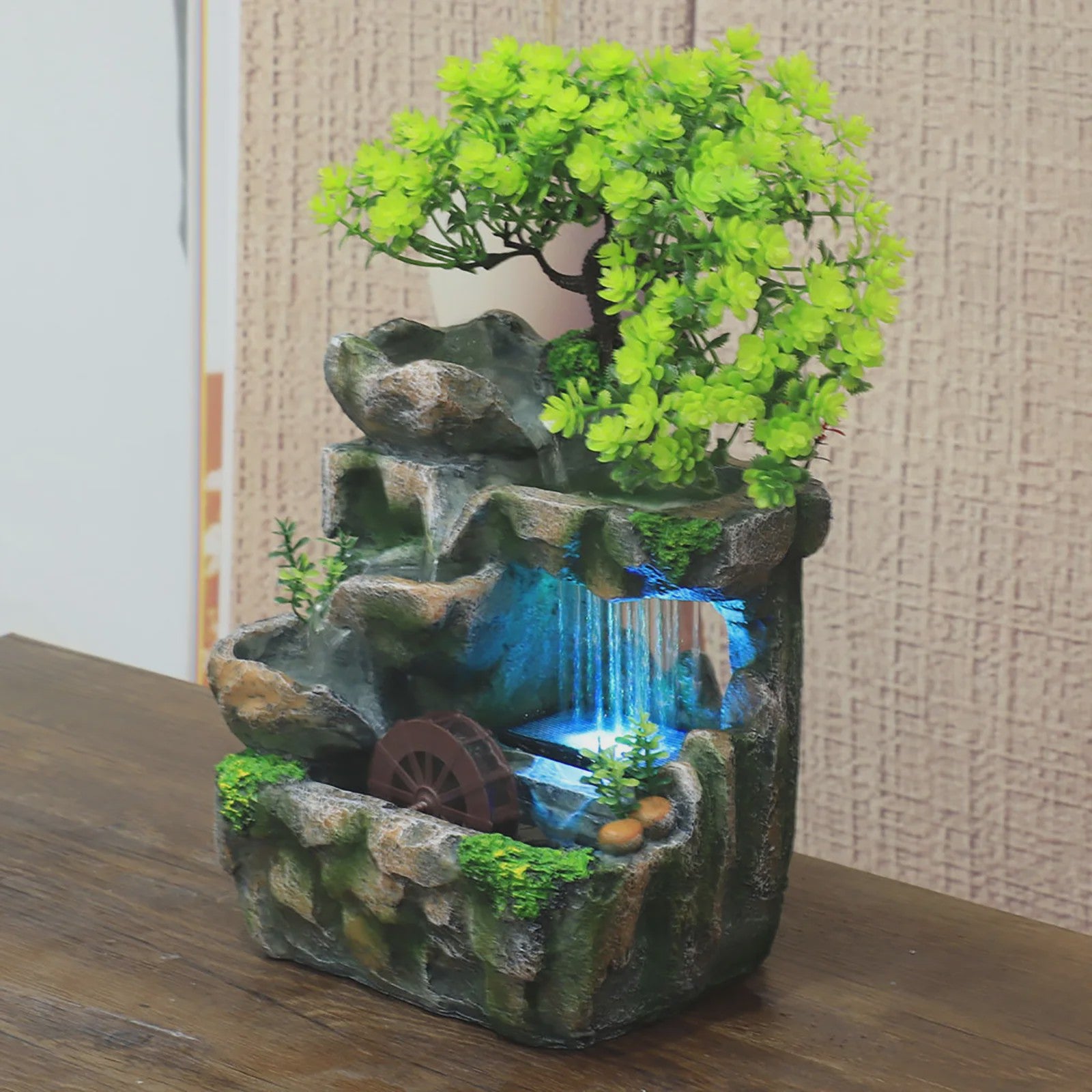 Decoratieve Binnen Waterval Tafel fontein met Kleurveranderende LED Verlichting