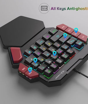 MageGee Mini Mechanisch Gaming Toetsenbord - 35 Toetsen, Eén Hand, Backlit, Hot-Swappable