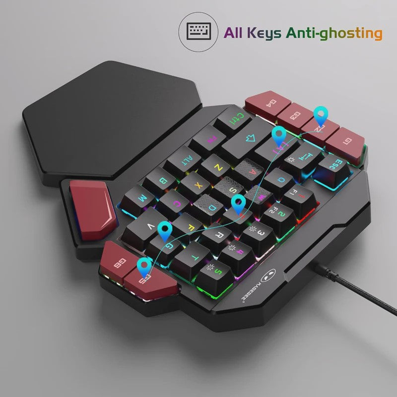MageGee Mini Mechanisch Gaming Toetsenbord - 35 Toetsen, Eén Hand, Backlit, Hot-Swappable