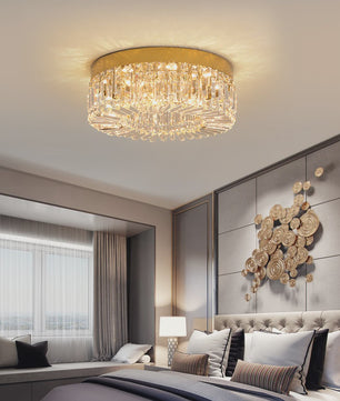 Luxe Kristallen Plafondlamp Goud - Moderne LED Verlichting voor Woonkamer (Ø 40/50cm)