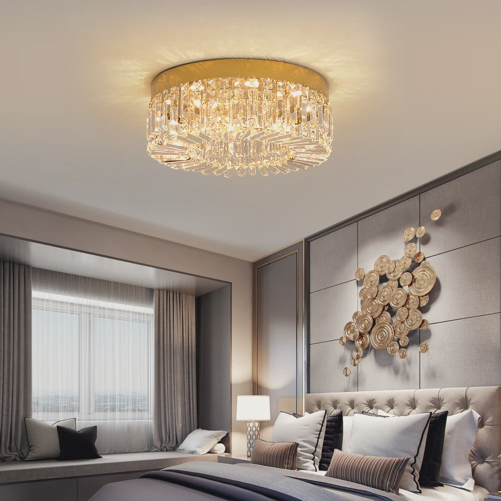 Luxe Kristallen Plafondlamp Goud - Moderne LED Verlichting voor Woonkamer (Ø 40/50cm)