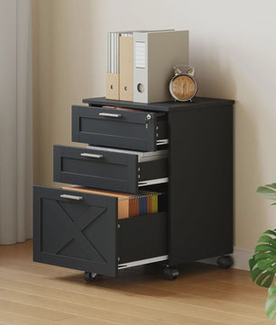 Mobiel Archiefkastje met 3 Lades en Zwenkwielen - Onder Bureau Opbergkast