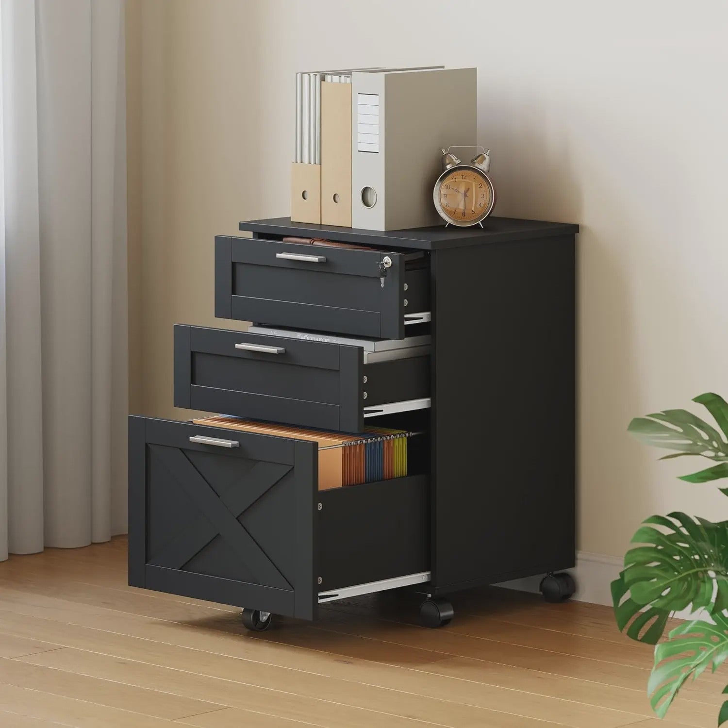 Mobiel Archiefkastje met 3 Lades en Zwenkwielen - Onder Bureau Opbergkast