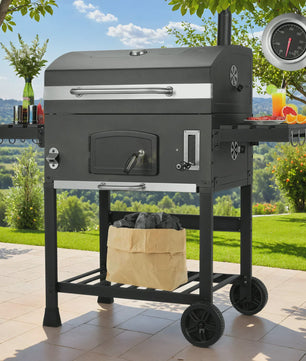 XXL Barbecue Smoker Trolley met Wielen, Thermometer en RVS Handvat