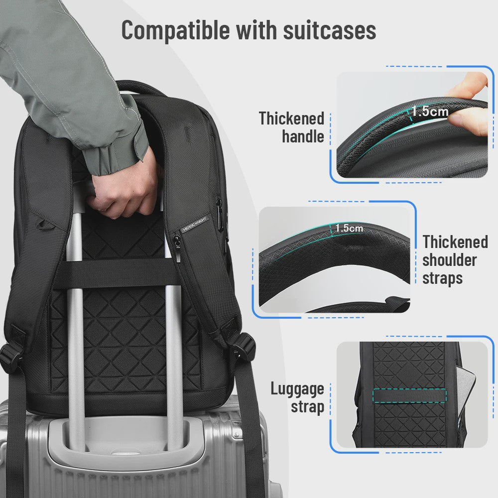 Multifunctionele Zakenrugzak voor Heren - Waterdicht, 17.3" Laptopvak & USB Oplaadpoort - Ideaal voor Werk & Reizen