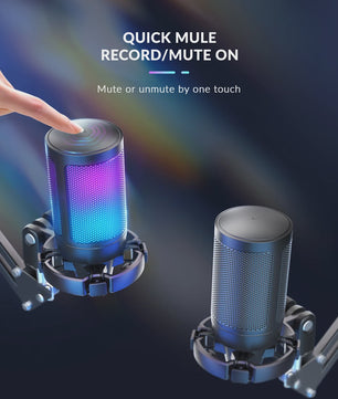 FIFINE A6T Gaming USB Microfoon Set met Arm Stand, RGB & Mute Functie