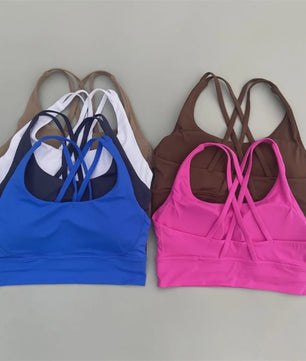 Comfortabele Sports BH met Push-Up Effect en Kruisbanden - Hoge Ondersteuning voor Yoga & Fitness