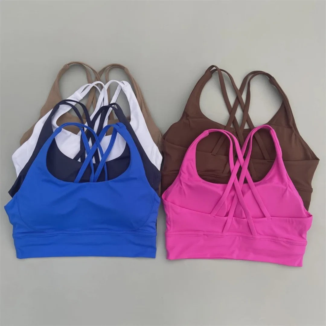 Comfortabele Sports BH met Push-Up Effect en Kruisbanden - Hoge Ondersteuning voor Yoga & Fitness
