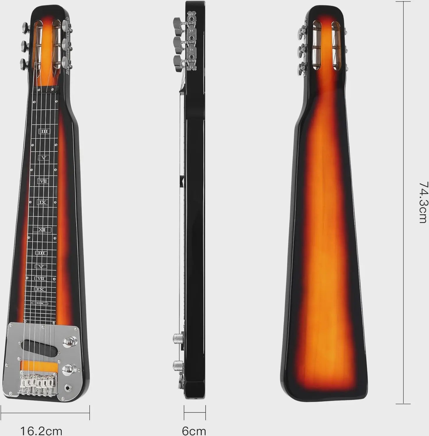 Elektrische Lap Steel Gitaar met Gigbag en Slide Bar - Sunburst