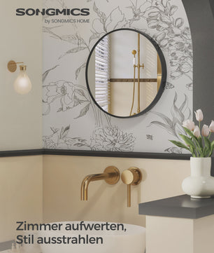 Ronde Wandspiegel Zwart Metaal Ø 40.7 cm - Stijlvol voor Badkamer en Woonkamer