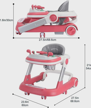 2-in-1 Baby Loopstoel met Afneembare Speel- en Voedingsblad en Muziekfunctie