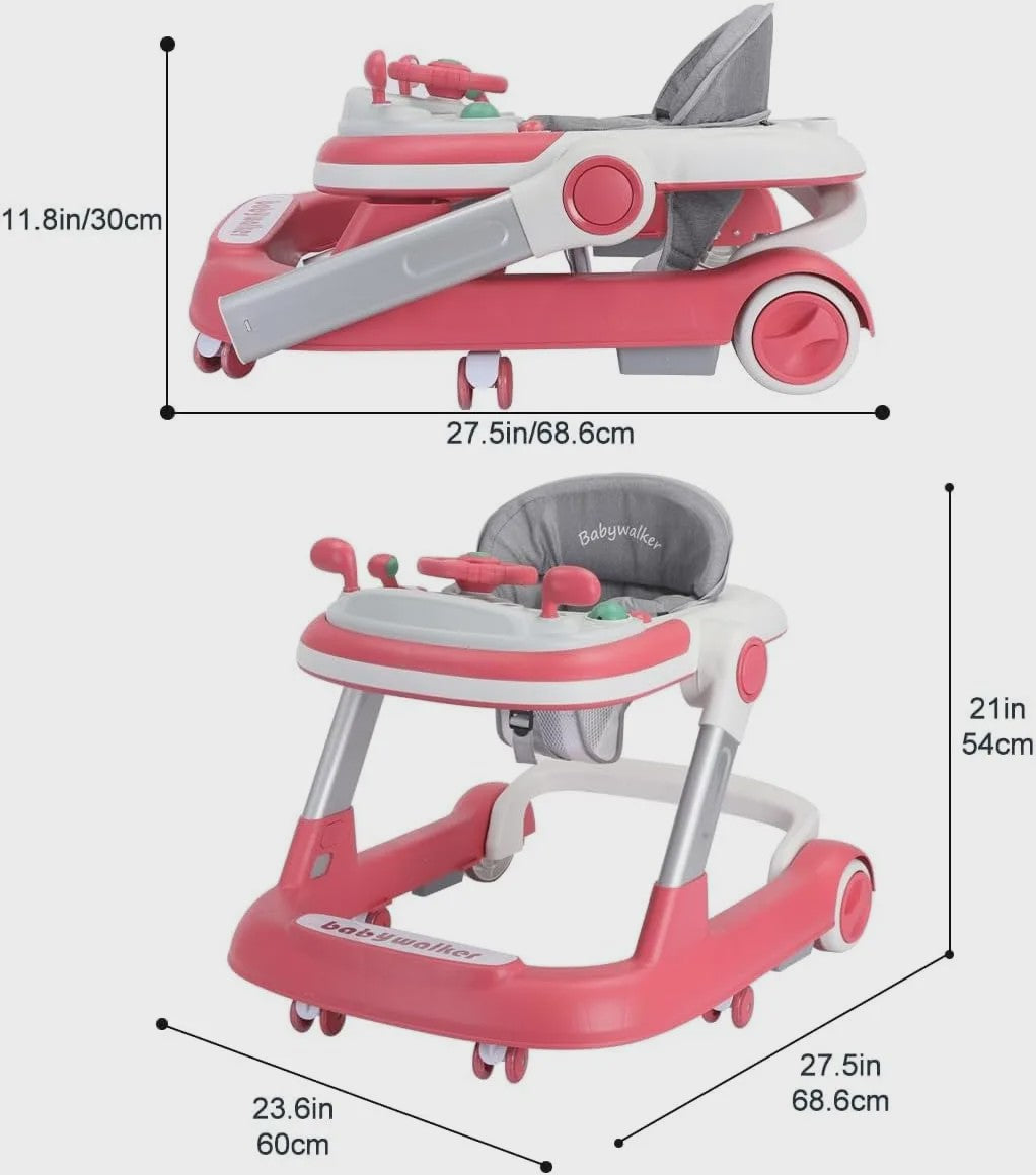 2-in-1 Baby Loopstoel met Afneembare Speel- en Voedingsblad en Muziekfunctie