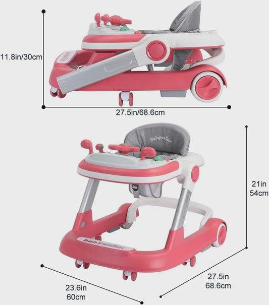 2-in-1 Baby Loopstoel met Afneembare Speel- en Voedingsblad en Muziekfunctie