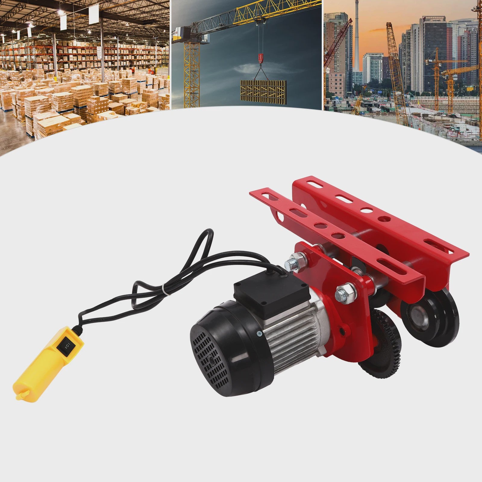 Elektrische Hijs Trolley 1 Ton - 370W Heavy Duty I-Balk Kraan voor Werkplaats & Magazijn