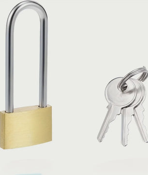 2x Messing Hangslot - Lange Beugel, Gelijksluitend & Geborsteld