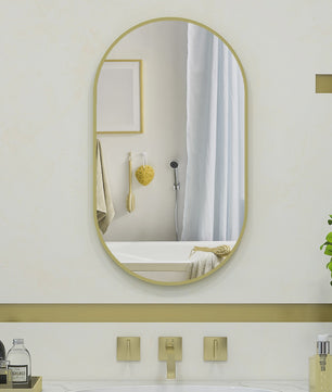 Gouden Ovalen Wandspiegel met Aluminium Frame - Decoratief en Veelzijdig