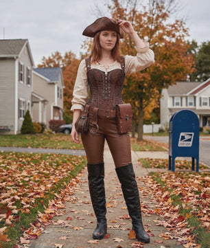 Middeleeuwse Lederen Riem met Portemonnee & Sleutelring - Cosplay & Re-enactment