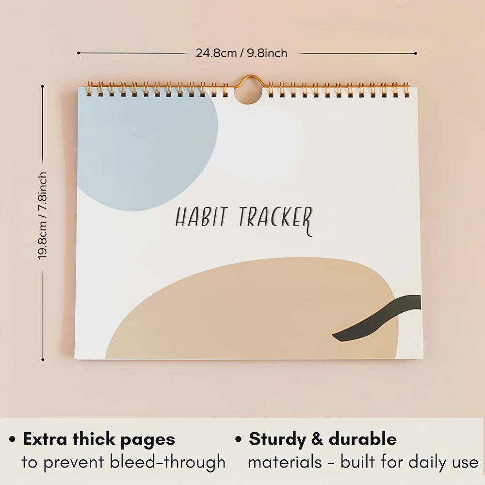 Motiverende Habit Tracker Kalender & Journal - 12 Maanden OngeДата
