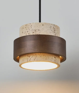 Retro Houten & Stenen Hanglamp - Sfeervolle Verlichting voor Slaapkamer, Bar of Restaurant
