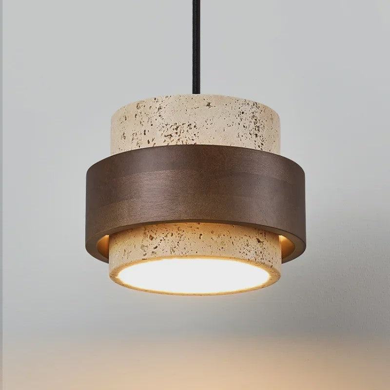 Retro Houten & Stenen Hanglamp - Sfeervolle Verlichting voor Slaapkamer, Bar of Restaurant