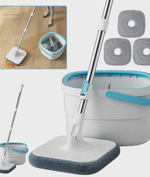 360° Dweil Set met Wring Systeem en Microvezel Pads - Verstelbare Steel