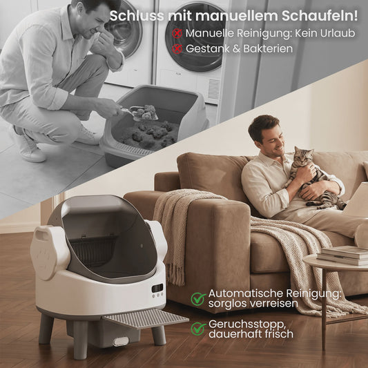 Automatische Kattenbak - Slim, Zelfreinigend & Geurvrij met Veiligheidssensor