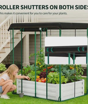 Verhoogd Kweekbed met Zelfwateringssysteem, Insectennet & Druppelirrigatie - Groot Metaal Kweekbak