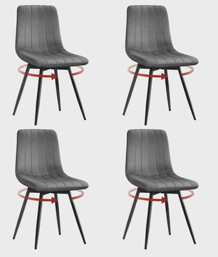 Set van 4 Fluwelen Eetkamerstoelen - 360° Draaibaar & Ergonomisch Ontwerp