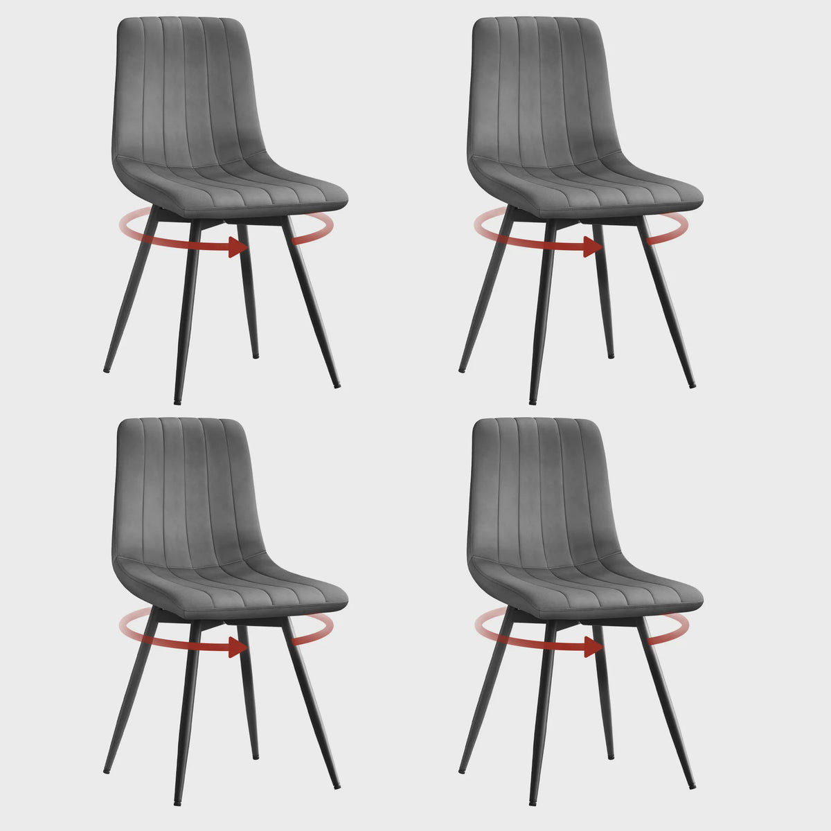 Set van 4 Fluwelen Eetkamerstoelen - 360° Draaibaar & Ergonomisch Ontwerp