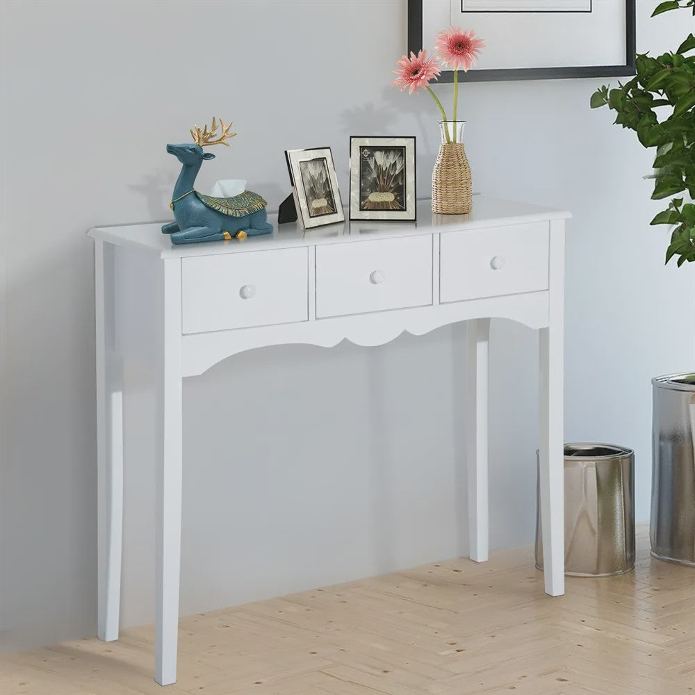 Stijlvolle Console Tafel met 3 Lades en Plank - 100x32x85cm