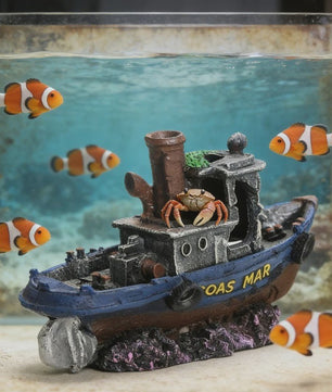 Uniek Scheepswrak Aquarium Decoratie - Verzonken Piratenschip Vistank Ornament