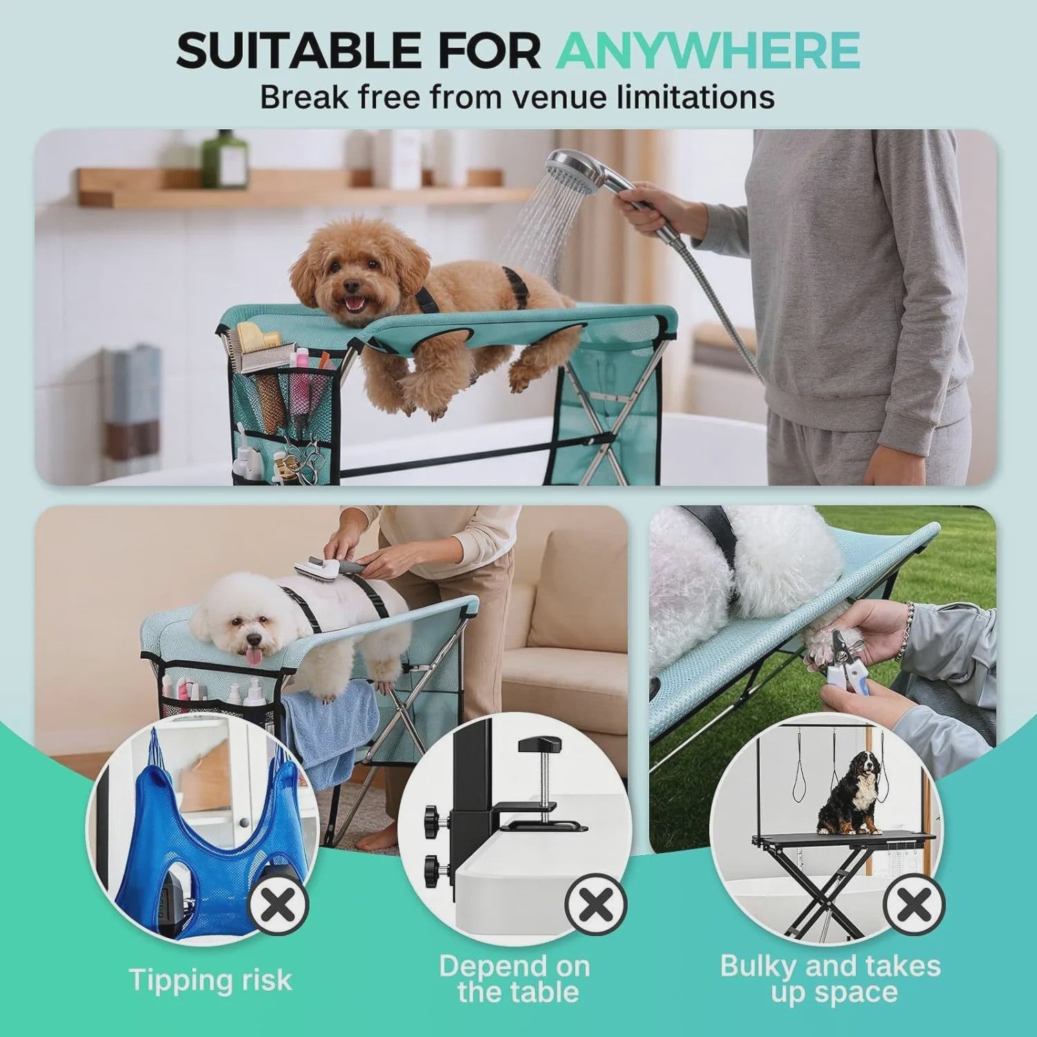 Opvouwbare Hond & Kat Trimtafel met Staander - Ideaal voor Baden en Verzorging