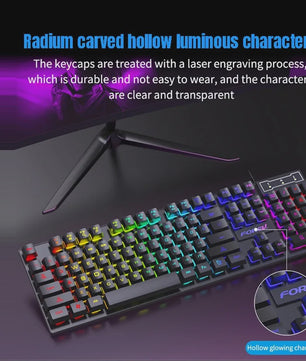 RGB Gaming Toetsenbord met Mechanisch Gevoel - 104 Toetsen, Bedraad, Waterdicht