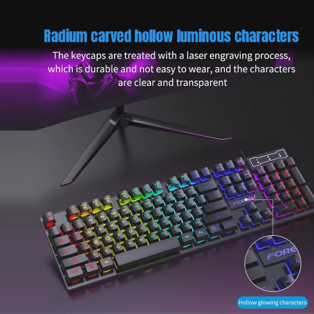 RGB Gaming Toetsenbord met Mechanisch Gevoel - 104 Toetsen, Bedraad, Waterdicht