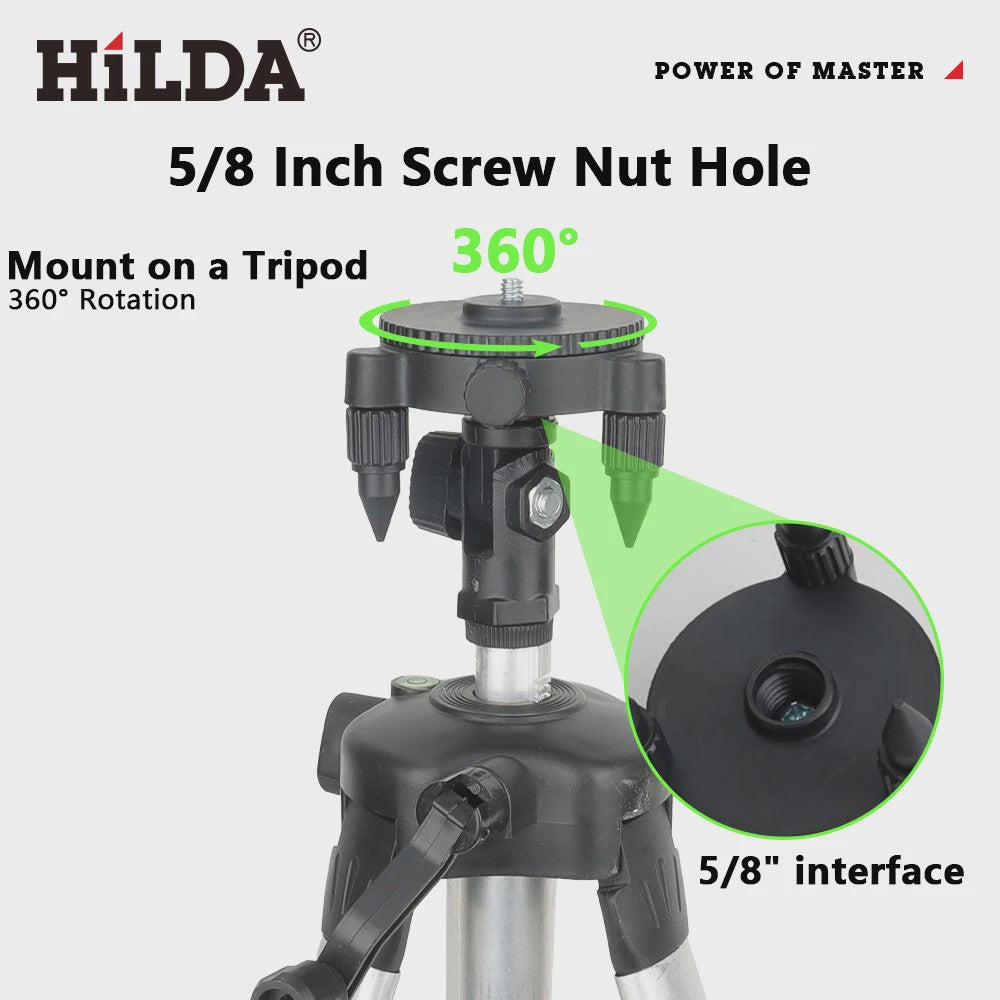 HILDA Laser Waterpas Accessoires: Roterende Statiefbasis & Batterijhouder
