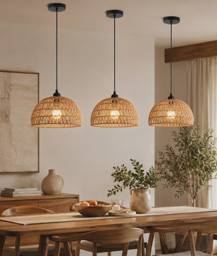 SediaXL Rotan Hanglamp Boho Stijl 30cm - Woven Paper Rope Plafondlamp