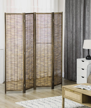 HOMCOM Bamboe Paravent 4 Panelen - 160x170 cm - Natuurlijk & Opvouwbaar