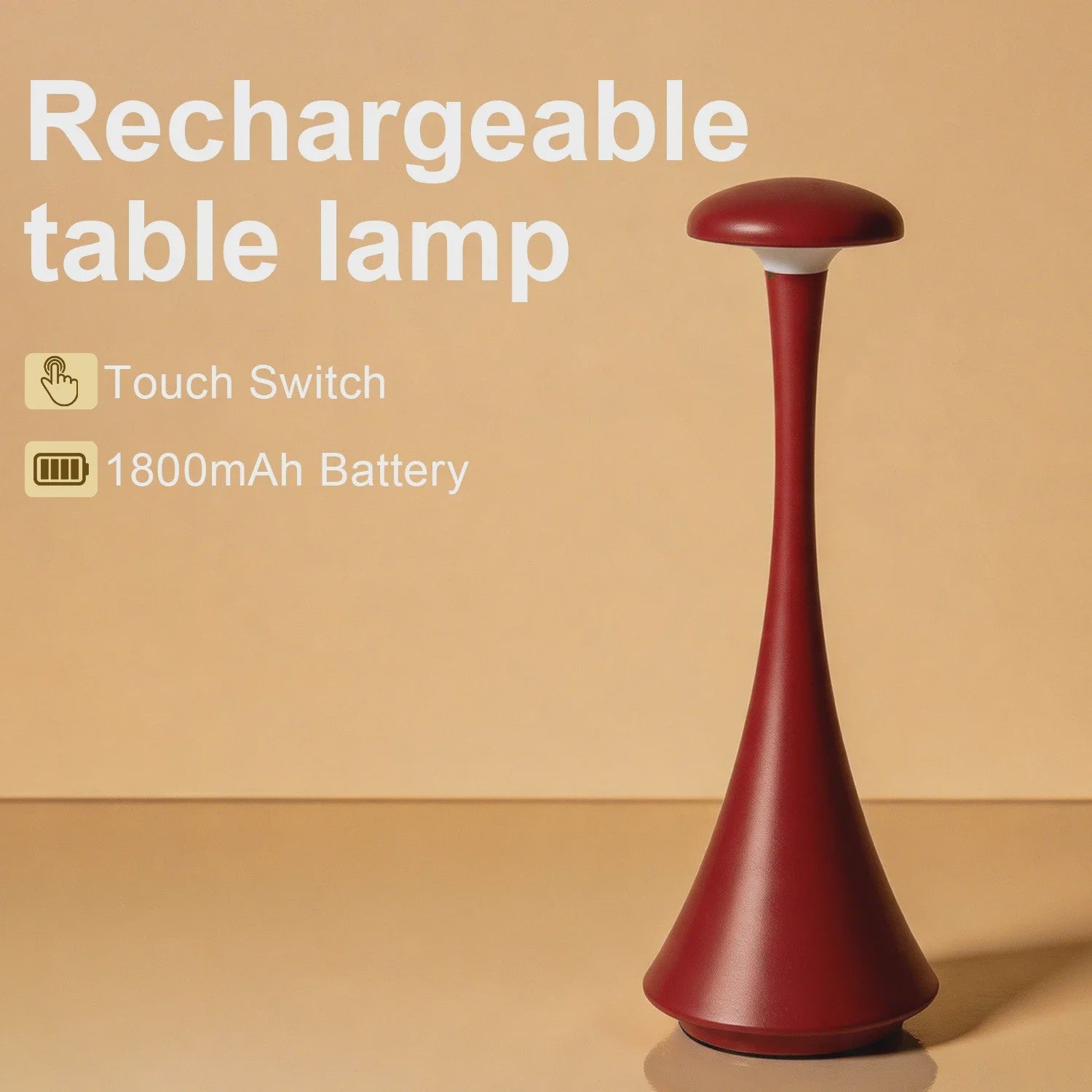 Draadloze Mushroom Tafellamp LED - Oplaadbaar & Dimbaar met Touch Bediening