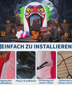 Opblaasbare Halloween Clown Poort 180cm met LED Verlichting - Tuindecoratie