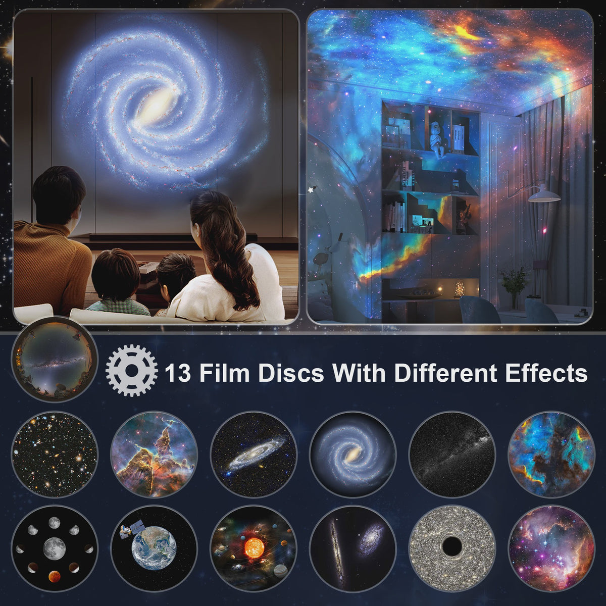 Galaxy Projector Sterrenhemel Projector - Planetarium met 12 Thema's voor Kinderkamer