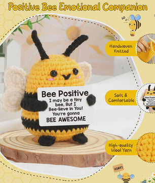 Schattige Gehaakte Bij - Motiverende Decoratie & Positieve Energie Cadeau