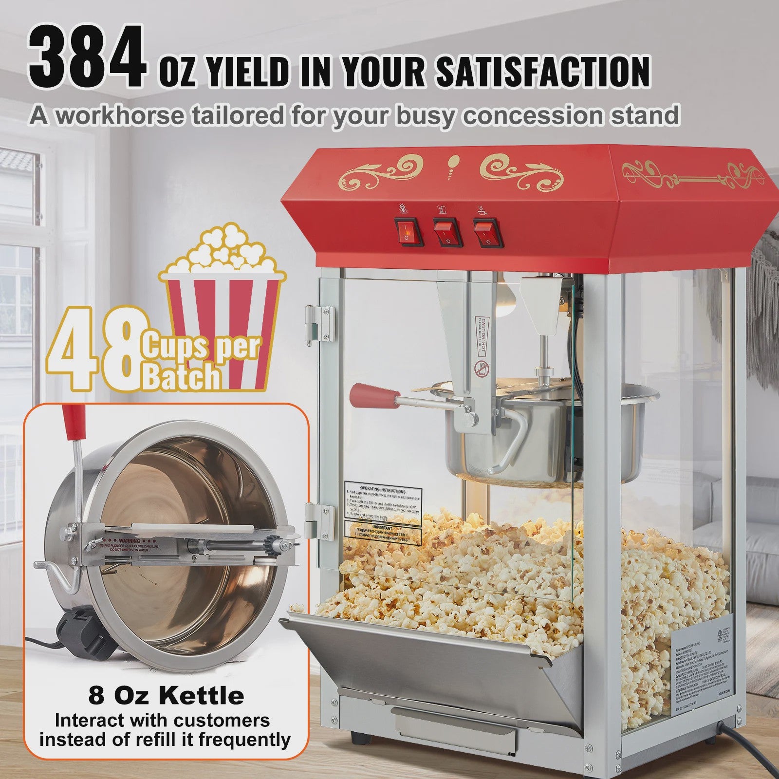 Professionele Popcorn Machine 8oz - Snel & Makkelijk Popcorn Maken