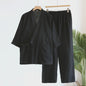 Luxe Katoenen Kimono Pyjama Set Heren - 2 Delig met Lange Broek en Zakken