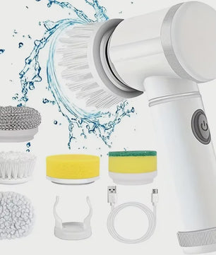 Elektrische Spin Scrubber: Krachtige Snoerloze Badkamer Reinigingsborstel met 5 Opzetborstels