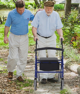 Homcom Walker for Adults with Adjustable Seat and Foldable Footrest