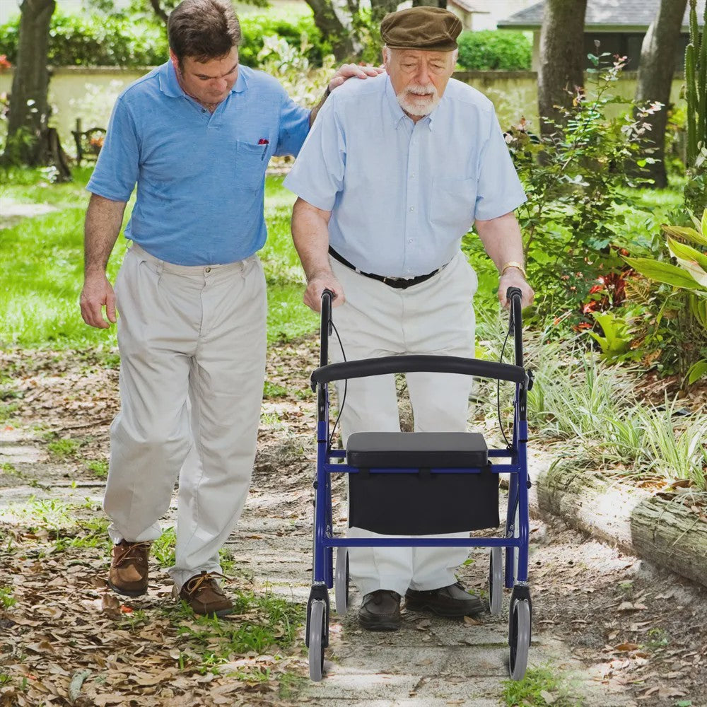 Homcom Walker for Adults with Adjustable Seat and Foldable Footrest